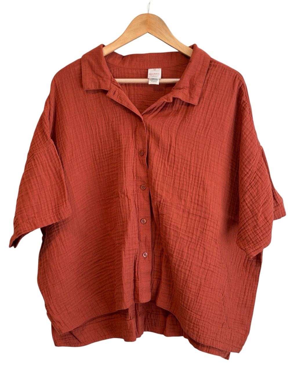 Hanna Andersson Womens 100% Organic Cotton Button Down Shirt Rust Size XXL